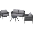 thumbnail image 5 of ELPOSUN Metal Patio Furniture Set,4 Pieces Metal Outdoor Furniture Set, Modern Outdoor Patio Sofa Set with 6" Thickened Cushion, Metal Outdoor Furniture for Porch,Pool,Garden(Grey), 5 of 7