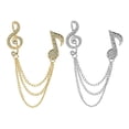 thumbnail image 1 of 2pcs Tie Pin Brooches for Men Rhinestone Musical Note Collar Chains Jewelry, 1 of 9