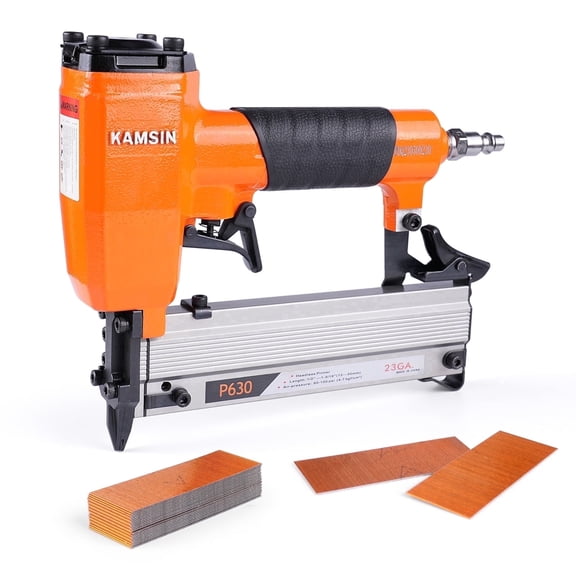 KAMSIN P630 Pneumatic 23 Gauge Pin Nailer Accepts 3/8" to 1-3/16" Pin Nails,Air Powered Pin Nail Gun,Come with 1 box of 1/2'' Pin Nails,Micro Pinner Gun for Assembly and Woodworking Projects