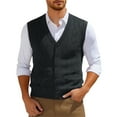 thumbnail image 3 of Bcfgryg Sweater Vest Men's Sleeveless Knitted Vest V Neck Knitted Vest Spring Plain Sleeveless Knitted For Men Mens Sweater Black 105, 3 of 3