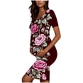 thumbnail image 6 of Taqqpue Women Maternity Dress Bodycon Mini Short Sleeve Crew Neck Printed Cocktail Pregnancy Maternity Clothes Dresses Baby Shower Daily Wear, 6 of 6