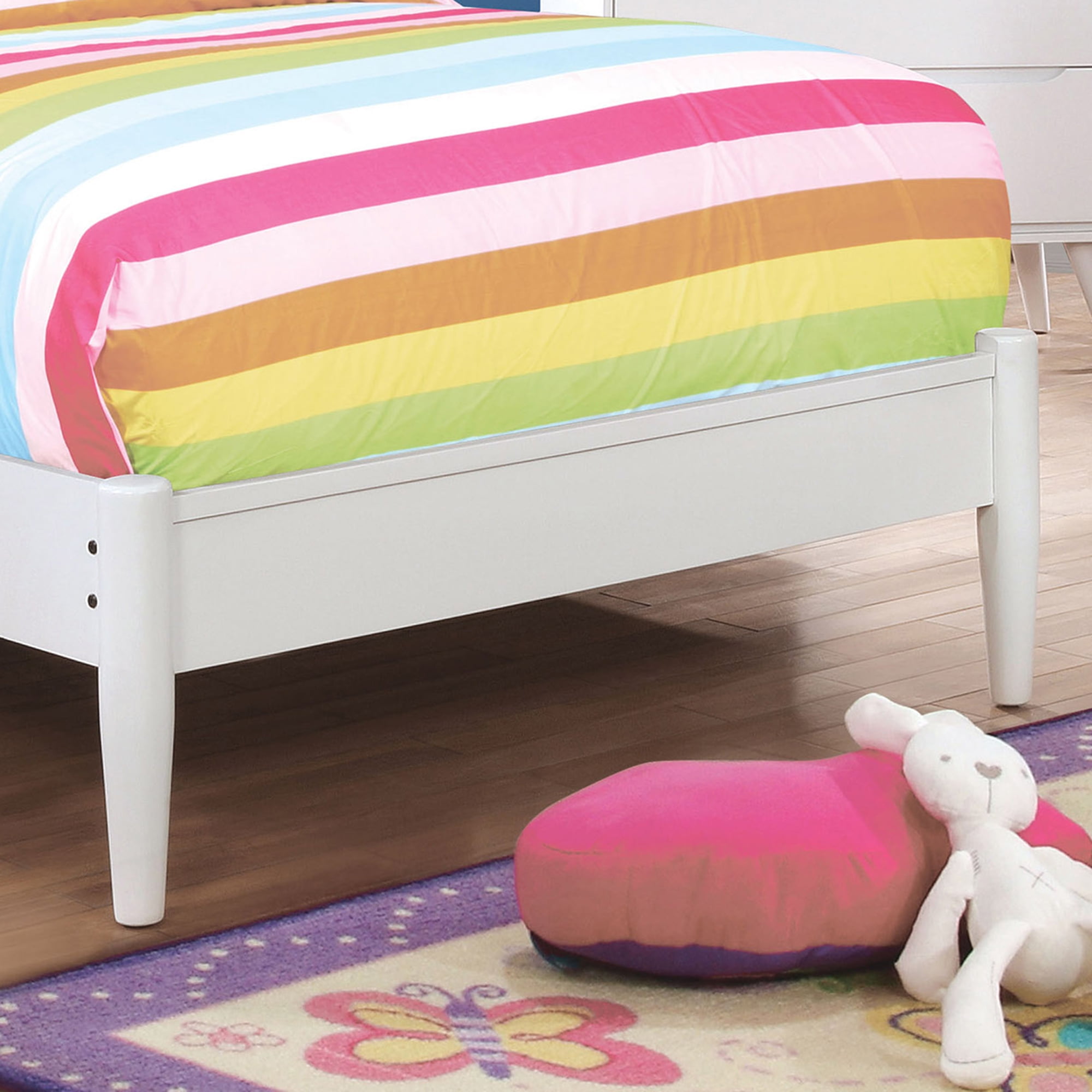 Furniture of America Mattress Ready Solid Wood White Twin Kids Bed