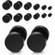 thumbnail image 3 of Pendientes de botón negros para hombre y mujer, falsos dilatadores de acero inoxidable, de alta calidad, 14 mm, código de producto 71115 14 mm, 3 of 4