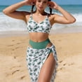 thumbnail image 3 of Einccm Girls 3-Piece Swimsuit Set for 13-16 Years, Tropical Palm Print Beach Swimsuit with V-Neck Tank Top, High-Waisted Pants and Apron Skirt, Resort Style Summer Swimwear, 3 of 9