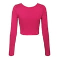 thumbnail image 3 of KOGMO Womens Long Sleeve Crop Top Solid Round Neck T Shirt, 3 of 8