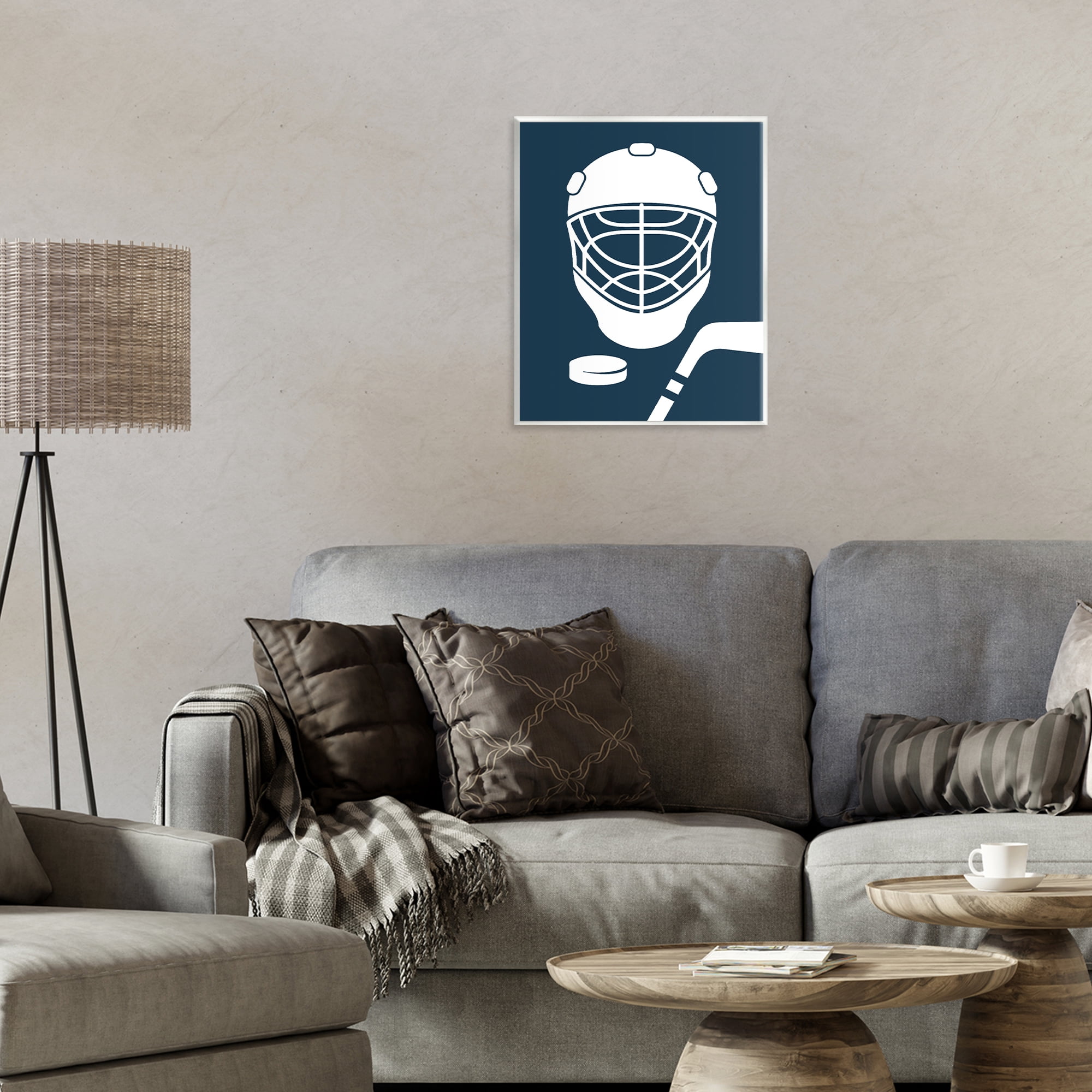 Stupell Industries Hockey Mask Blue & White Wall Plaque Art, design by Melody Hogan