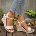 thumbnail image 4 of Taylonsss Women's Plus Size Fashion Casual Beach Wedge Sandals with Adjustable Ankle Strap Comfortable Footbed for Spring Summer Vacation Daily Wear, 4 of 9