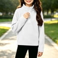 thumbnail image 2 of Falkdiz Long Sleeve Sweatshirts for Girls 1/4 Zipper Warm Pullover Winter Outdoor Casual Travel Girls Shirts Solid Color White , Size: 140, 2 of 8