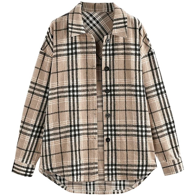 Chemise à Carreaux à Manches Longues pour Femmes à Manches Longues