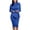 Blue, variant on AOOCHASLIY Womens Dress Women's Summer Fashion Sexy Irregular Round Neck Long Sleeve Ruffles Hip Wrap Dress