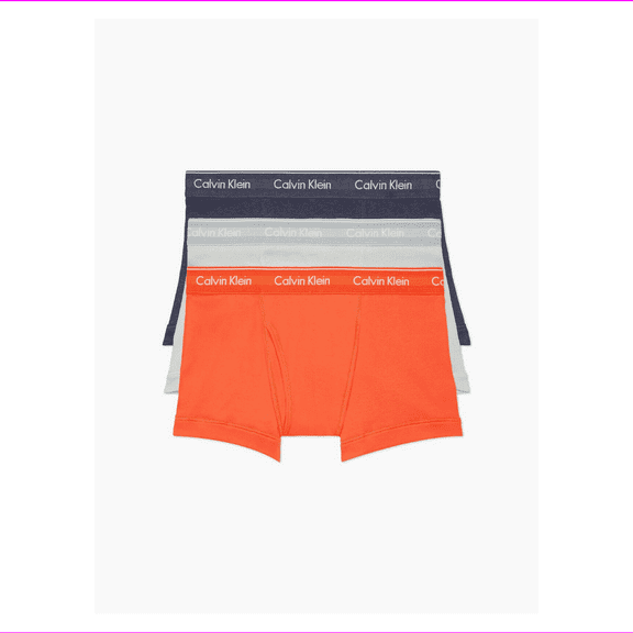 Calvin Klein Men's NB4002 Cotton Classic Fit 3-Pack Trunk Navy/Orange/Gray S