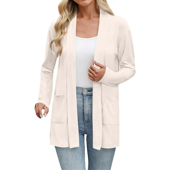 Breathable Womens Long Sleeve Cardigan Open Front Lightweight Cover Up For Summer Beach Office Wear
