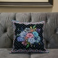 thumbnail image 5 of Amrita Sen Flowers Indoor/Outdoor Pillow with Removable Cover in Black Blue16x16, 5 of 5