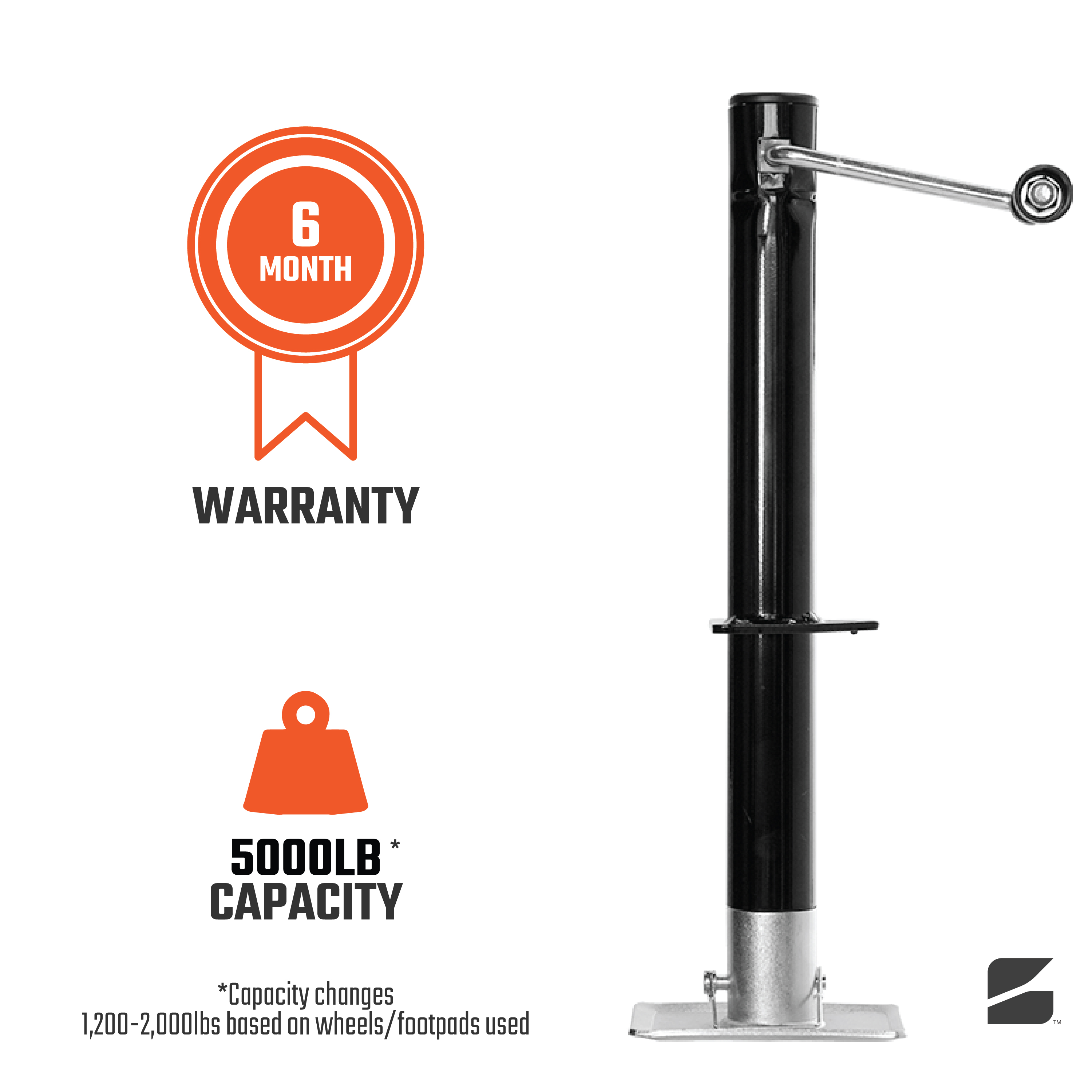 Bastion Heavy Duty 5000lb Capacity A-Frame Trailer Jack with Rectangular Footpad