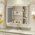 thumbnail image 2 of 35'' x 28'' Blue Wall Mounted Bathroom Storage Cabinet with Mirror Door, Modern Bathroom Wall Cabinet with Mirror, Medicine Cabinet with 6 Open Shelves, 2 of 12
