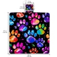 thumbnail image 2 of Dog Paw Print Canvas Beach Blanket Picnic Mat for Outdoor Camping, Extra Large Family Size with Carry Strap, Waterproof and Easy to Clean, Blue and White Striped Design, 2 of 6