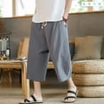 thumbnail image 5 of JIKNTTR Mens Slim Fit Swim Trunks Cotton Capri Baggy Harem Pants Drawstring Yoga Bathing Swimming Casual Swimwear Beach Shorts, 5 of 6
