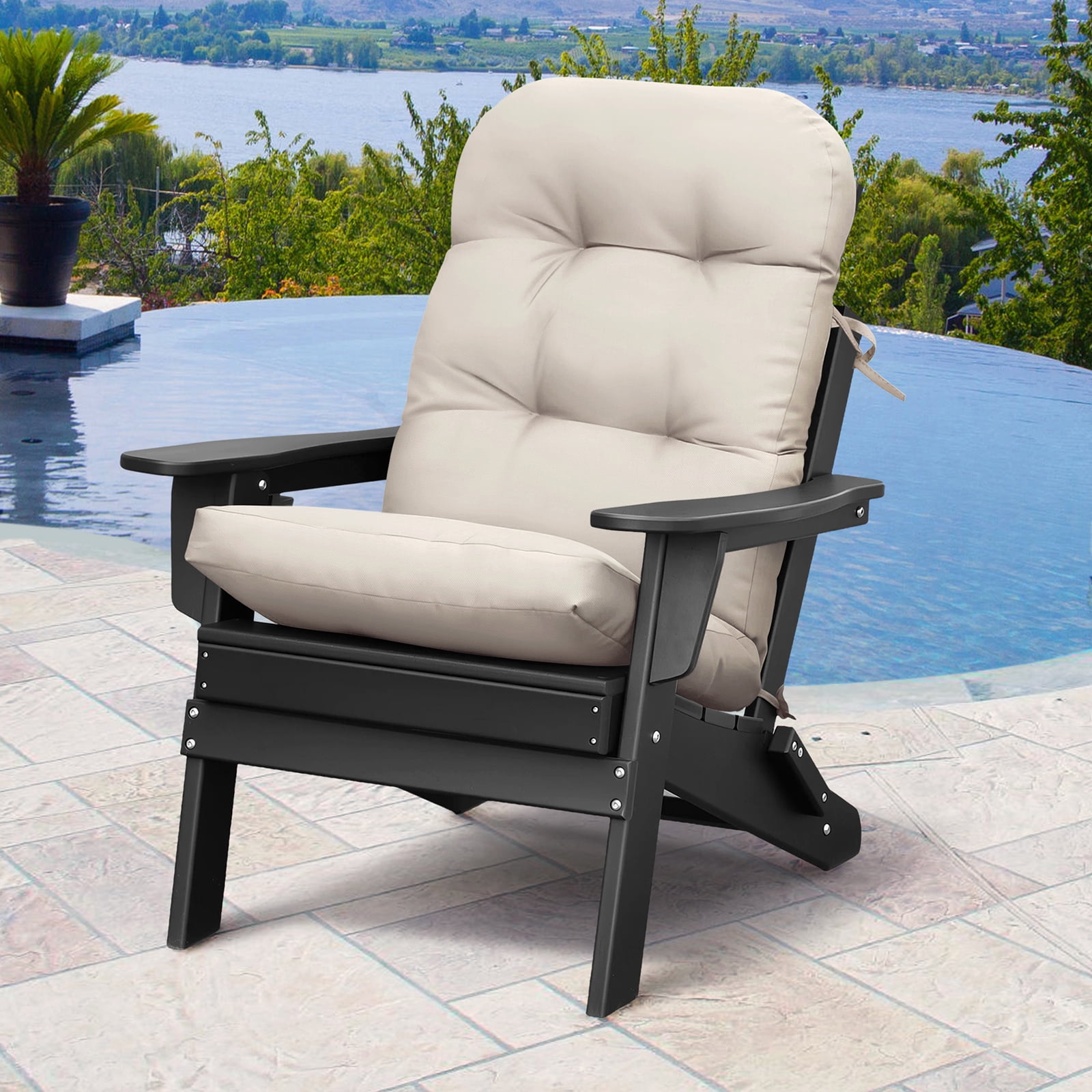JP OUTDOOR 19.7”x 46.5”x 4” Indoor Outdoor Seat and Back Cushion for Adirondack Chairs,Light Khaki