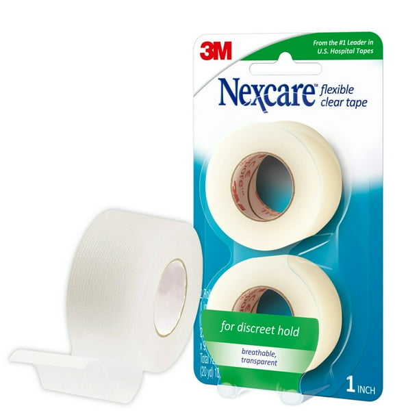 Nexcare Flexible Clear First Aid Tape, Hospital Grade, 2/Rolls