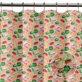 thumbnail image 2 of S4Sassy Pink Stripe & Mixed Veggies Vegetable Water Repellent Bath Shower Curtain With Roller Rings Hook-60 x 84 Inch, 2 of 6
