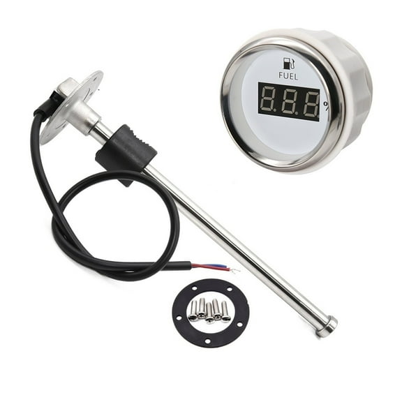 240-33ohm Auto Car Diesel Gasoline Digital Fuel Gauge 2" 52mm Oil Tank Level Indicator With Fuel Level Sensor 150-600mm 12V/24V ,Easy to Install
