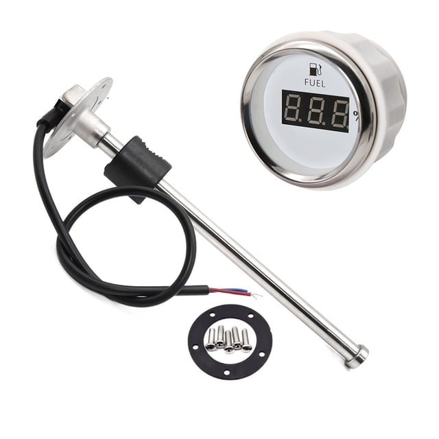 Jauge de Carburant Numérique 240-33ohm Auto Voiture Diesel Essence 2" 52mm Indicateur de Niveau d'Huile avec Capteur de Niveau de Carburant 150-600mm 12V/24V, Convient à la Plupart des Réservoirs