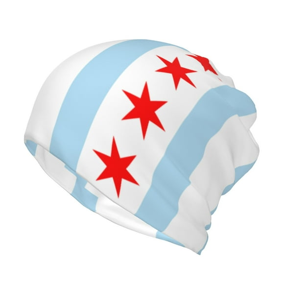 Multifunction Beanie Hat Chicago City Flag Beanie Hat Scarf Stretch Skull Cap For Women Men