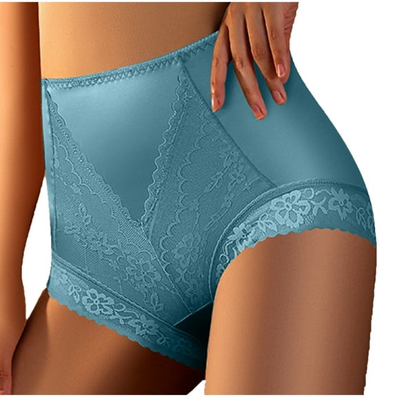 Diufon Women's High Waist Panties Full Coverage Lace Underwear Soft Breathable Stretch Solid Color Briefs