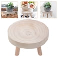 thumbnail image 3 of KAKOWELY Creative Stump Basin Wood Plant Stand Stool Wood Plant Riser Stands Decorative Planter Holders Round Stool Bonsai Holder Potted Display Shelf Small Side End Table for Home Use, 3 of 5
