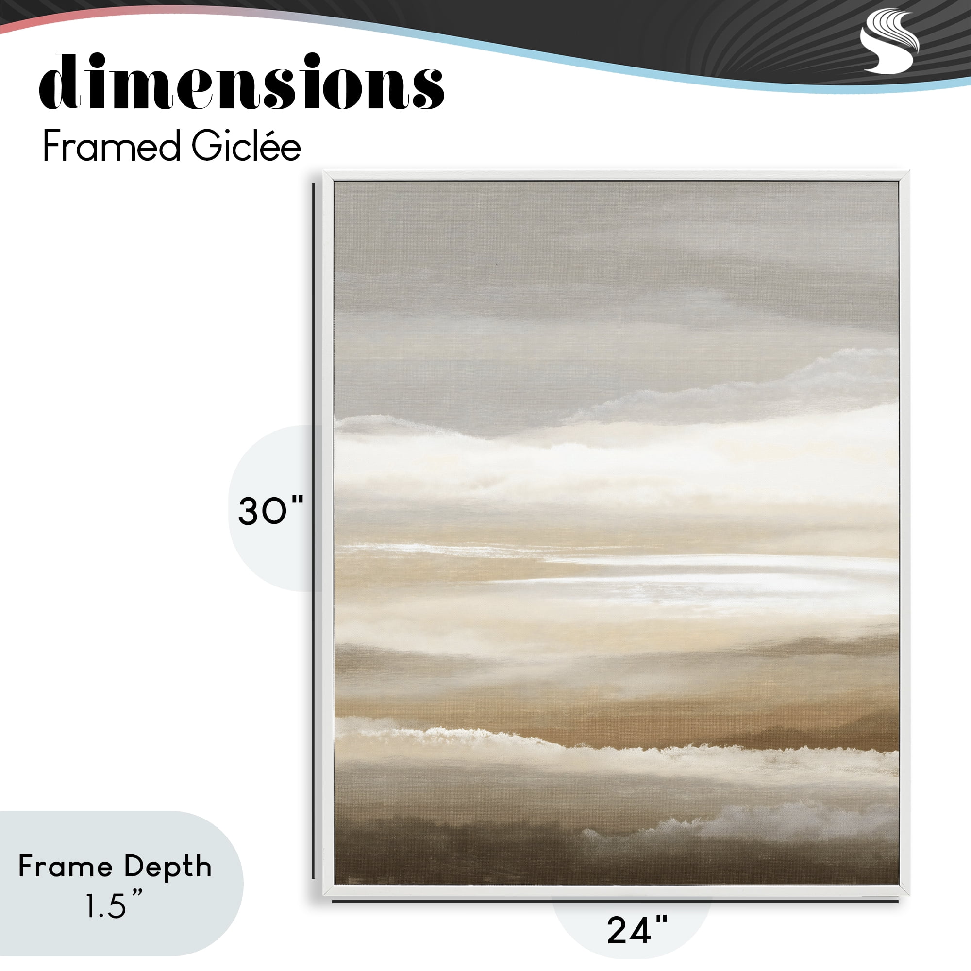 Stupell Industries The Horizon Serene Cloud Layers White Framed Giclee Art, design by Ink Drop Loft