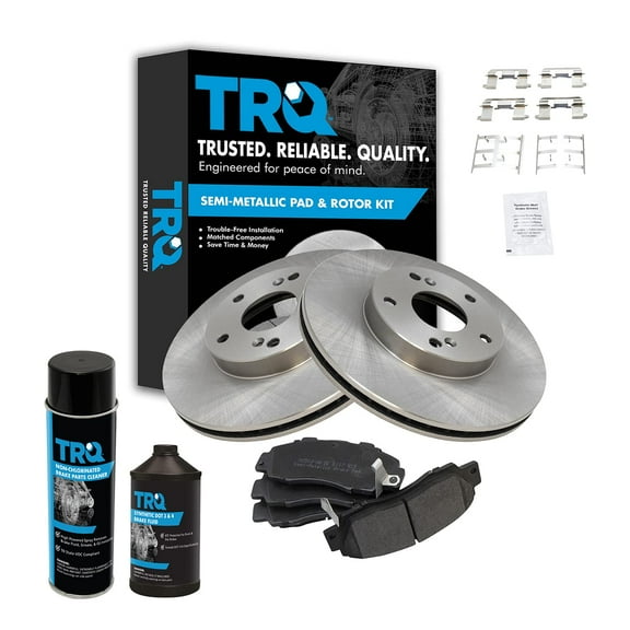 TRQ Front Metallic Brake Pad & Rotor Kit w/Chemicals for 98-02 Honda Accord V6 BKA18319