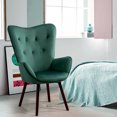 thumbnail image 2 of Homylin Armchairs Accent Chairs, Wingback Tufted Vanity Tall Back, Solid Wood Legs, 2 of 10