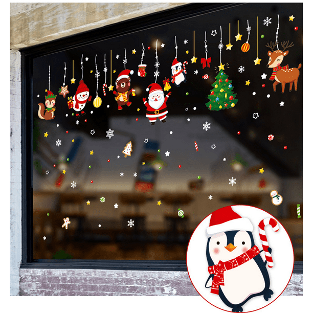 8 Hojas Pegatinas Para Ventana De Navidad, Pegatinas Para