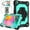 Black & Green, variant on Galaxy Tab A 8.0 Case 2019,Colorful Heavy Duty Shockproof Kids Silicone Cover with Hand Strap Kickstand Shoulder Strap for Samsung Galaxy Tab A 8.0 SM-T290/T295/T297,Black & Blue