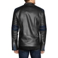 thumbnail image 5 of NomiLeather black leather jacket | mens leather jacket and genuine leather jacket men (Black With Blue Strip ) XXX-Large, 5 of 7