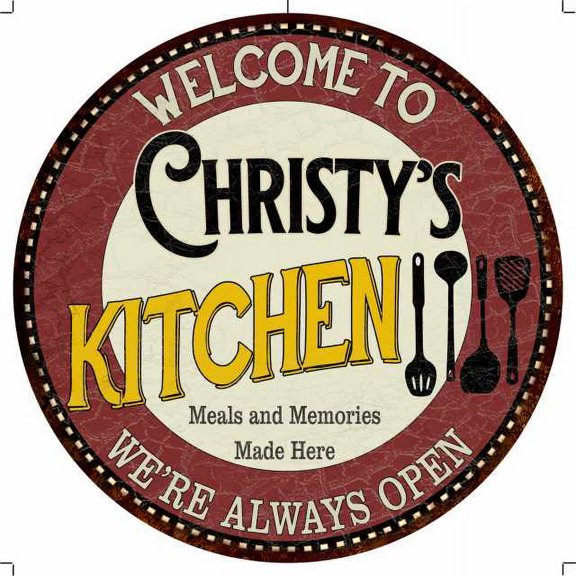 Christy's Kitchen 14" Round Metal Sign Bar Game Room Wall Decor 100140040262