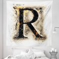 thumbnail image 1 of Letter R Tapestry, Capital R in Baroque Display Old Fashion Phenomenal Phonemes Writing Print, Fabric Wall Hanging Decor for Bedroom Living Room Dorm, 5 Sizes, Tan Black Yellow, by Ambesonne, 1 of 1