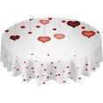 thumbnail image 2 of Red Love Heart Valentines Round Tablecloth 60 Inch - Waterproof Fabric Table Cloth Protector, Eucalyptus Leaves Botanical Tablecloths Washable Table Cover for Kitchen Banquet Party, 2 of 6