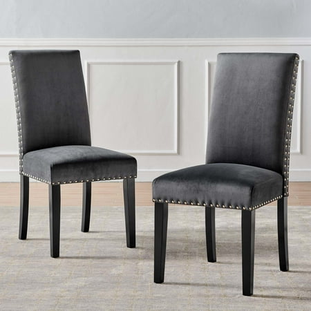 Modway Parcel Performance Velvet Dining Side Chairs - Set of 2 in Charcoal