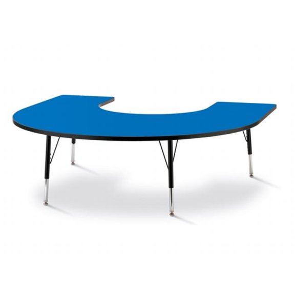 Jonti-Craft Berries Adult Black Edge Horseshoe Table - Blue Horseshoe-shaped, Laminated Top - Four L