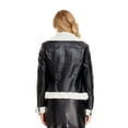 thumbnail image 5 of Arvbitana Women's Lightweight Leather Fleece Jacket Long Sleeve Contrast Color Zip up Cardigan Coat Casual Warm Lapel Outerwear for Streetwear, 5 of 8