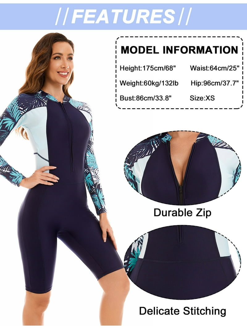 新品未使用　クラネHALF ZIP RASH GUARD JUMPSUITS SwimZip Women's Long Sleeve Rash Guard - Black - UPF 50 Sun