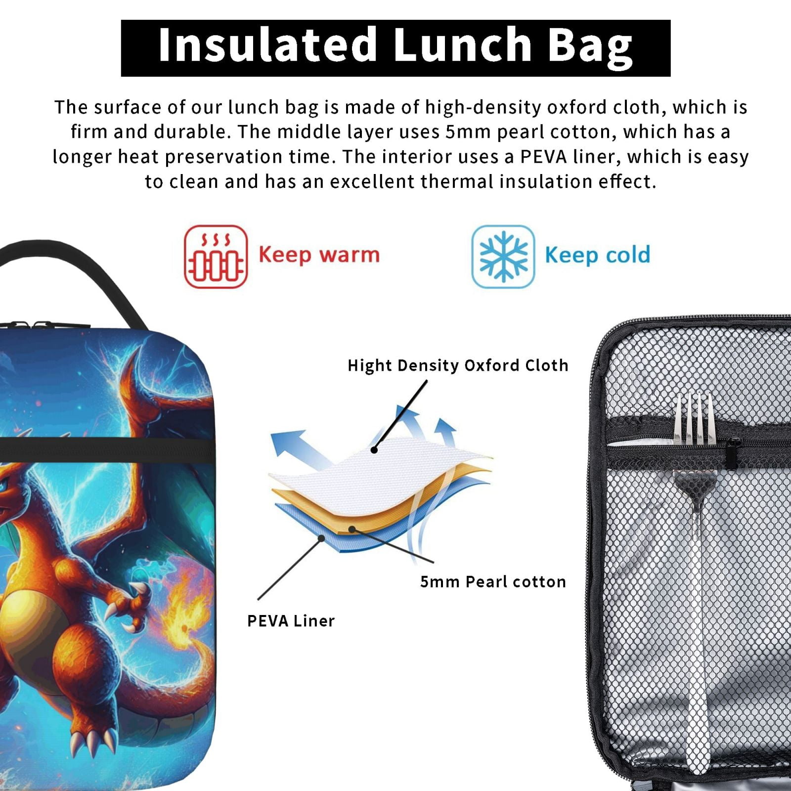 Lunch Bag Tote Bag Portable Insulated Lunch Box For Beach Camping Travel Work School Office