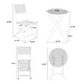 thumbnail image 7 of 3 Pieces Foldable Steel Metal Frame Patio Table and Chair Set, Outdoor Patio Furniture Sets All Weather Patio Bistro Set for Poolside Garden Yard, Space Saving, No Assemble Required, White, 7 of 7