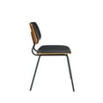 thumbnail image 3 of Black Faux Leather Modern Bentwood Dining Side Chair with Metal Legs in Dining Room, 3 of 10