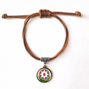 Baku Azerbaijan National Emblem Bracelet Leather Hide Rope Wristband Brown Jewelry