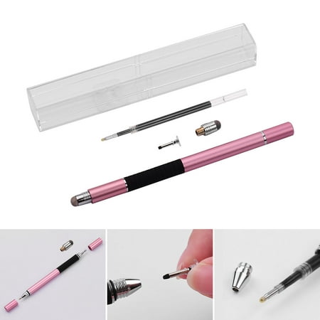 3 in 1 Precision Stylus Pen with Refill and Disc Tip and Fiber Tip Capacitive Touchscreen Stylus Pen Set For Cellphone Tablet Pink