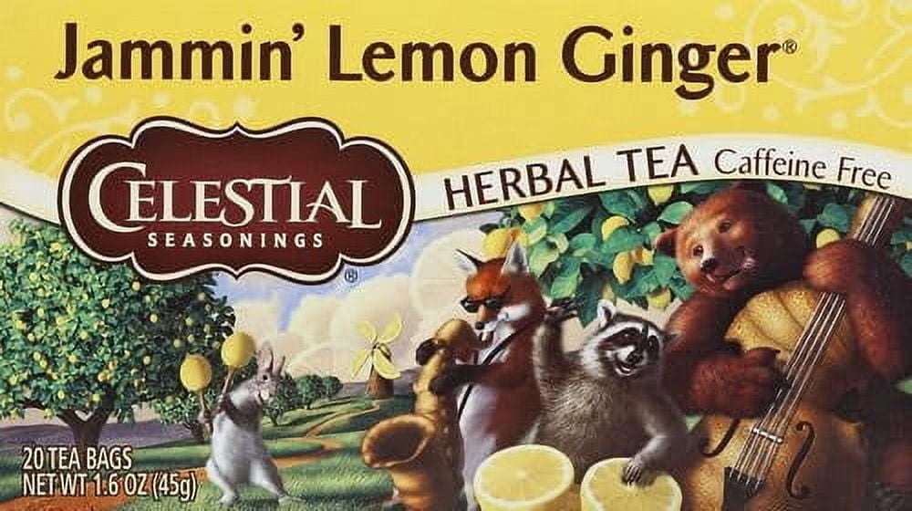 (3 pack) Celestial Seasonings Herbal Tea Caffeine Free Jammin' Lemon Ginger - 20 Tea Bags