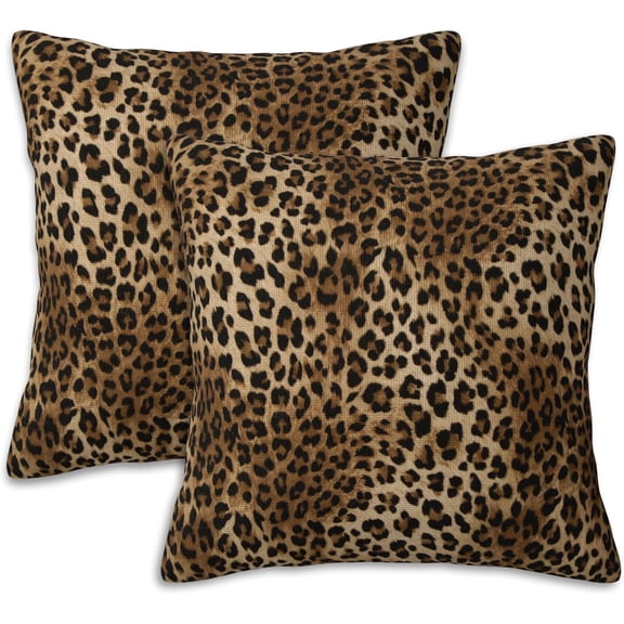 Throw Pillow Covers Leopard Pattern Pillow Covers 20x20 Inch Set of 2 Animal Print Throw Pillows Decorative Pillow Cases Cushion Covers for Bedroom Livingroom Sofa Farm House