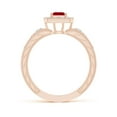 thumbnail image 2 of ANGARA Natural Aeon Vintage Inspired Square Ruby and Diamond Halo Engagement Ring with Milgrain in 14K Rose Gold for Women (Size-4mm) | July Birthstone Jewelry for Her | Natural Ruby Rings, 2 of 10